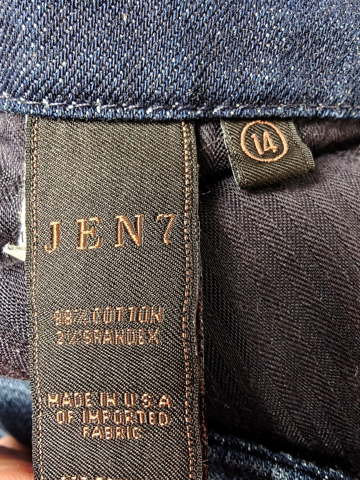 JEN7 By 7 For All Mankind Womens Slim Bootcut Jeans Dark Blue Size 14