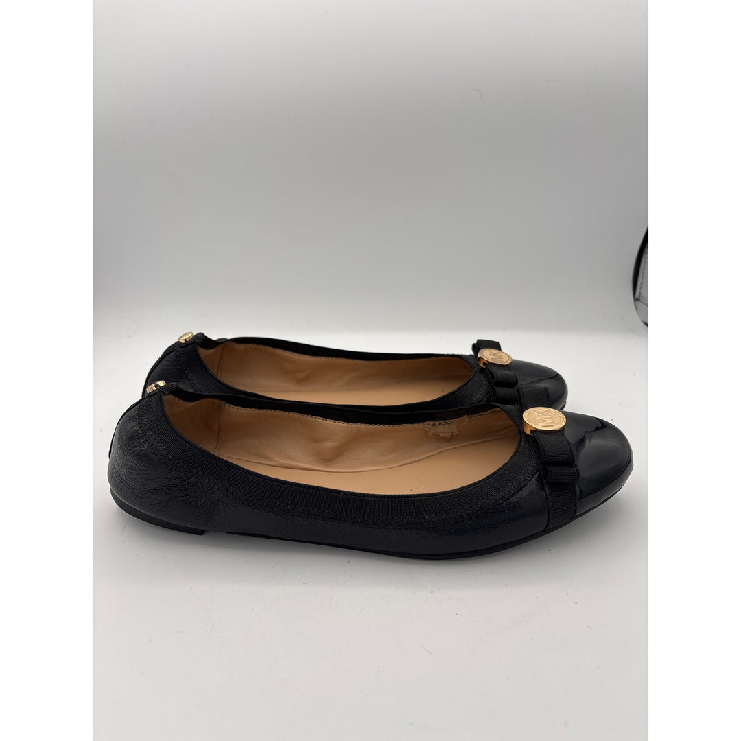 Women’s Michael Kors Size 8 Black Patent Leather Ballet Flats w/ Bow Detail