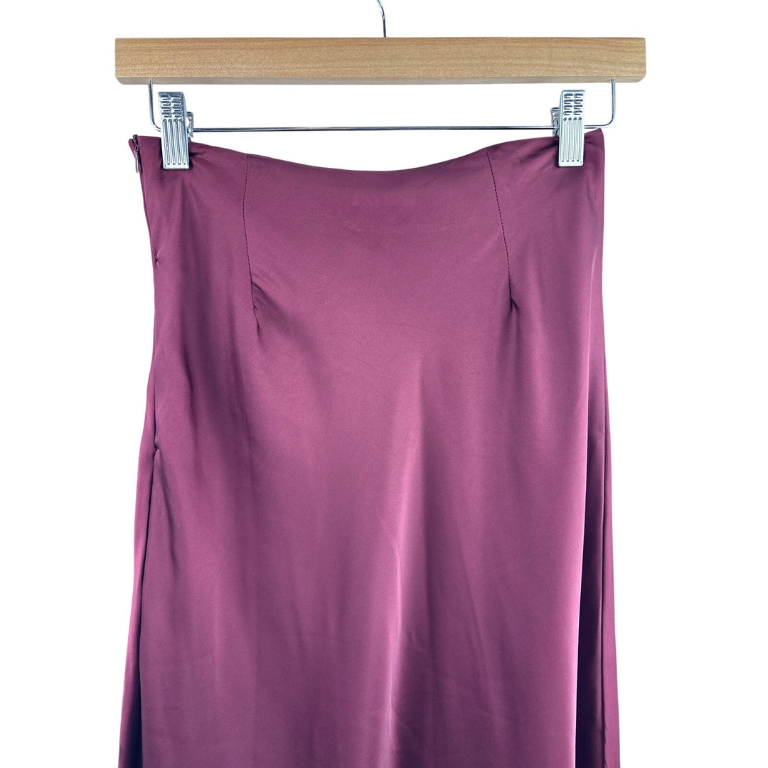 Women’s Nasty Gal Size 4 Burgundy Satin Midi Skirt