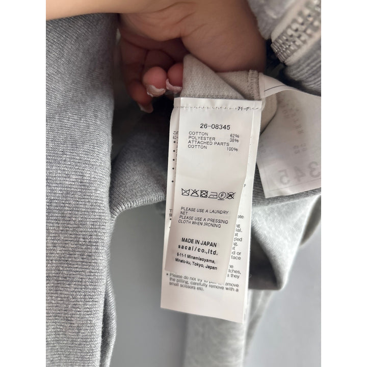 Women’s Sacai Small Light Gray Zip-Up Hoodie