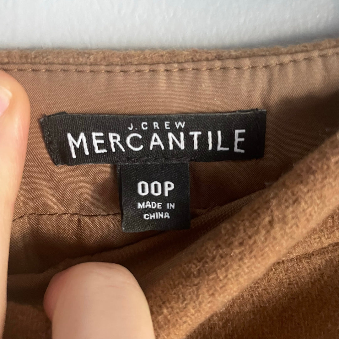 J.Crew Brown Wool Blend A-Line Mini Skirt Workwear Business Casual Academia 00P