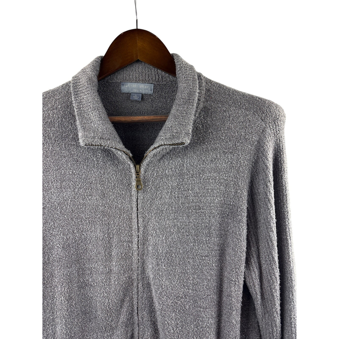 Women’s Barefoot Dreams Large Stone Gray Zip Up Plush Cardigan