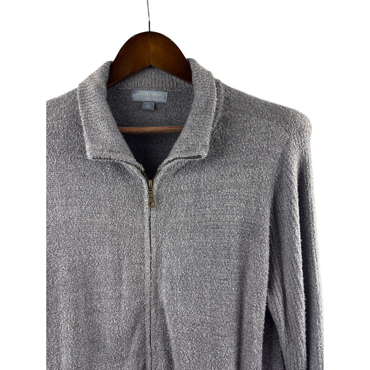 Women’s Barefoot Dreams Large Stone Gray Zip Up Plush Cardigan