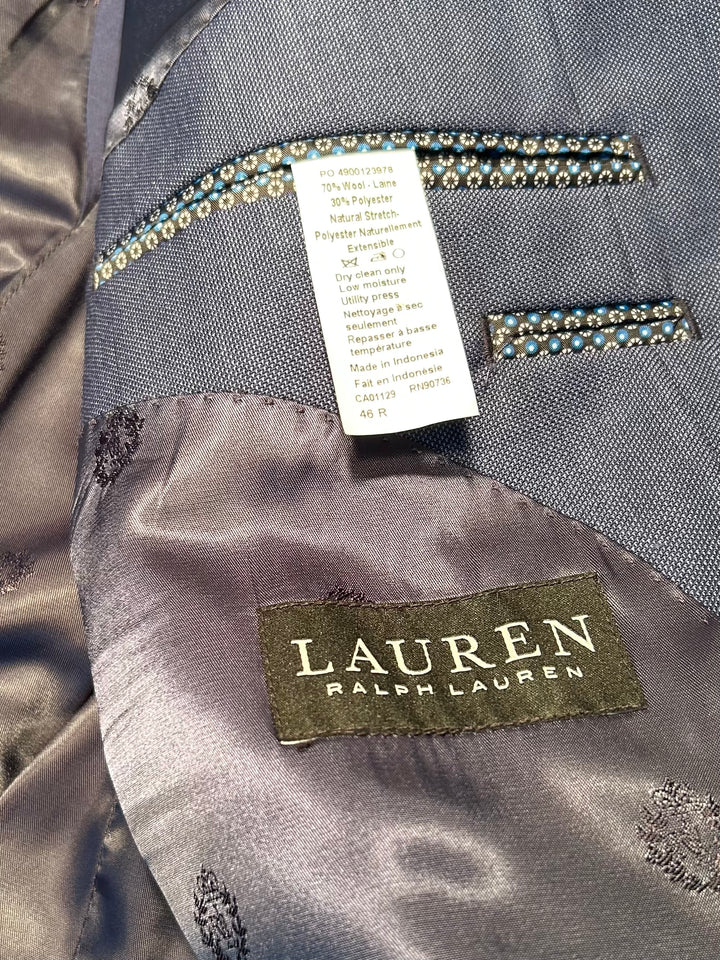 Lauren Ralph Lauren Men’s 46R Navy Blue Wool Blend Two Button Blazer Sport Coat