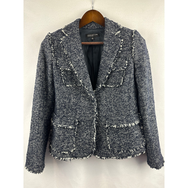 Women’s Jones Of New York Blue Gray Tweed Blazer Size 4