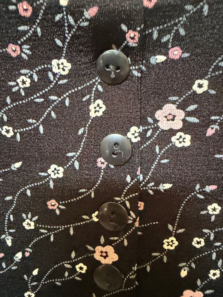 Womens Long Black Floral Skirt Size M