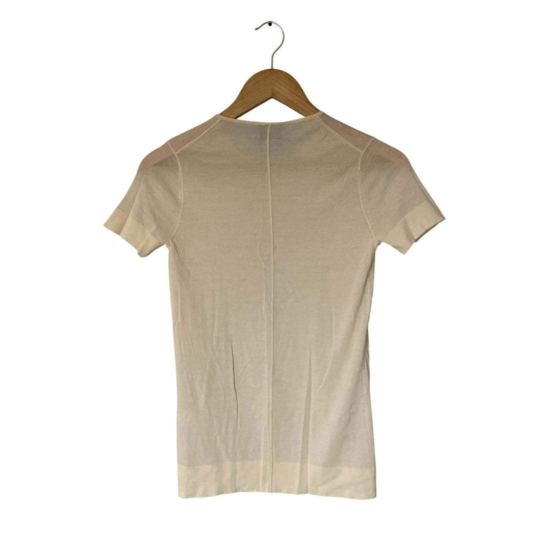 Grey by Jason Wu Cream 100% Wool Knit T-Shirt Minimalist Quiet Luxury Size Small