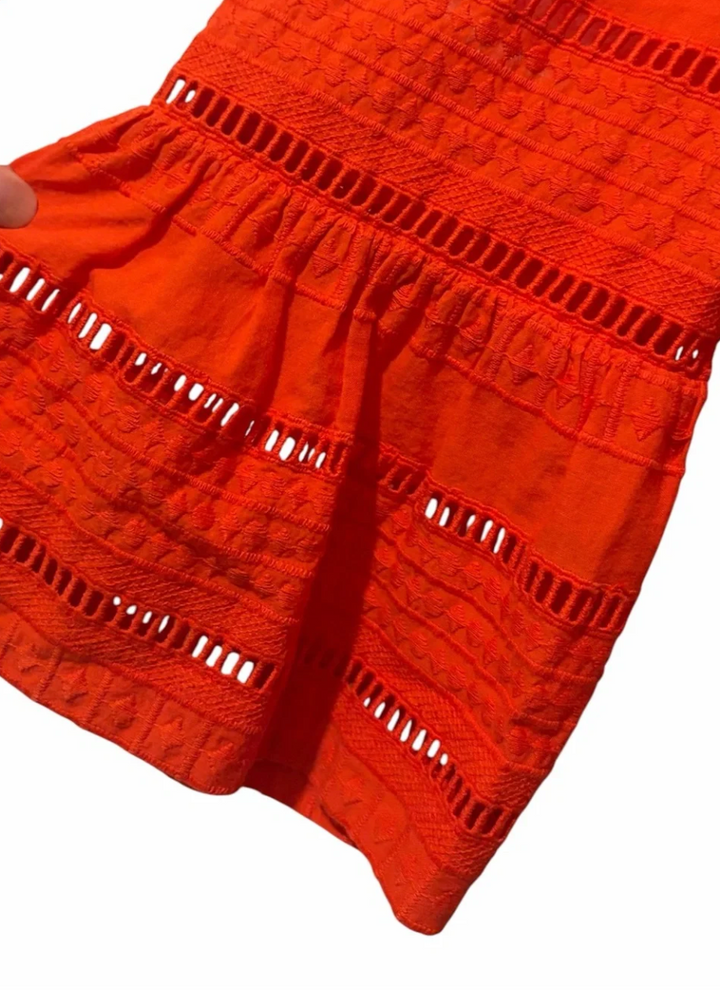 J.Crew Red Embroidered Eyelet Bell Sleeve Mini Dress – Size 4 Elevated Basics