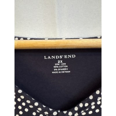 Women’s Lands’ End Size 2X Navy Short Sleeve Polka Dot Dress.