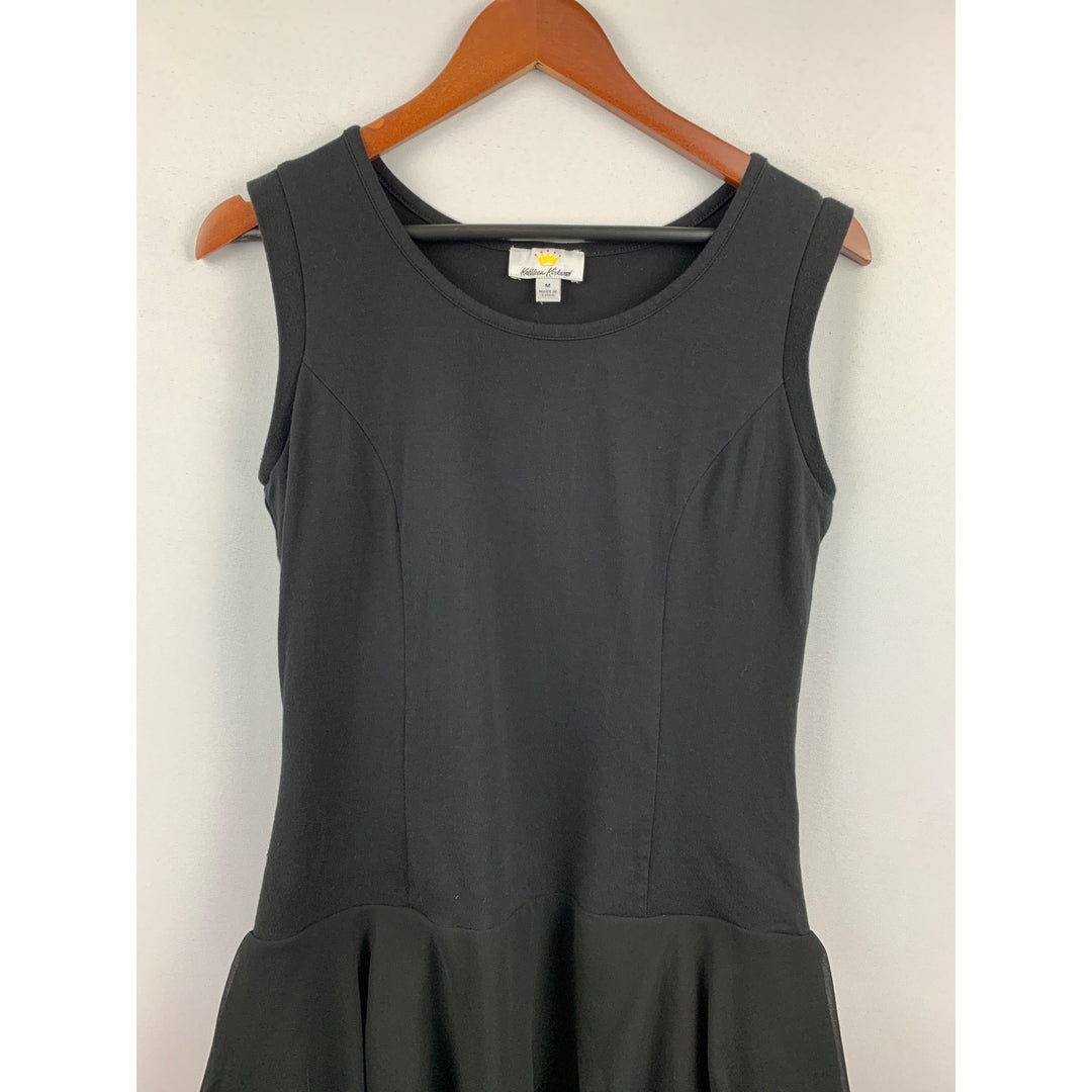 Black Kathleen Kirkwood Ruffle Trim Sleeveless Dress M
