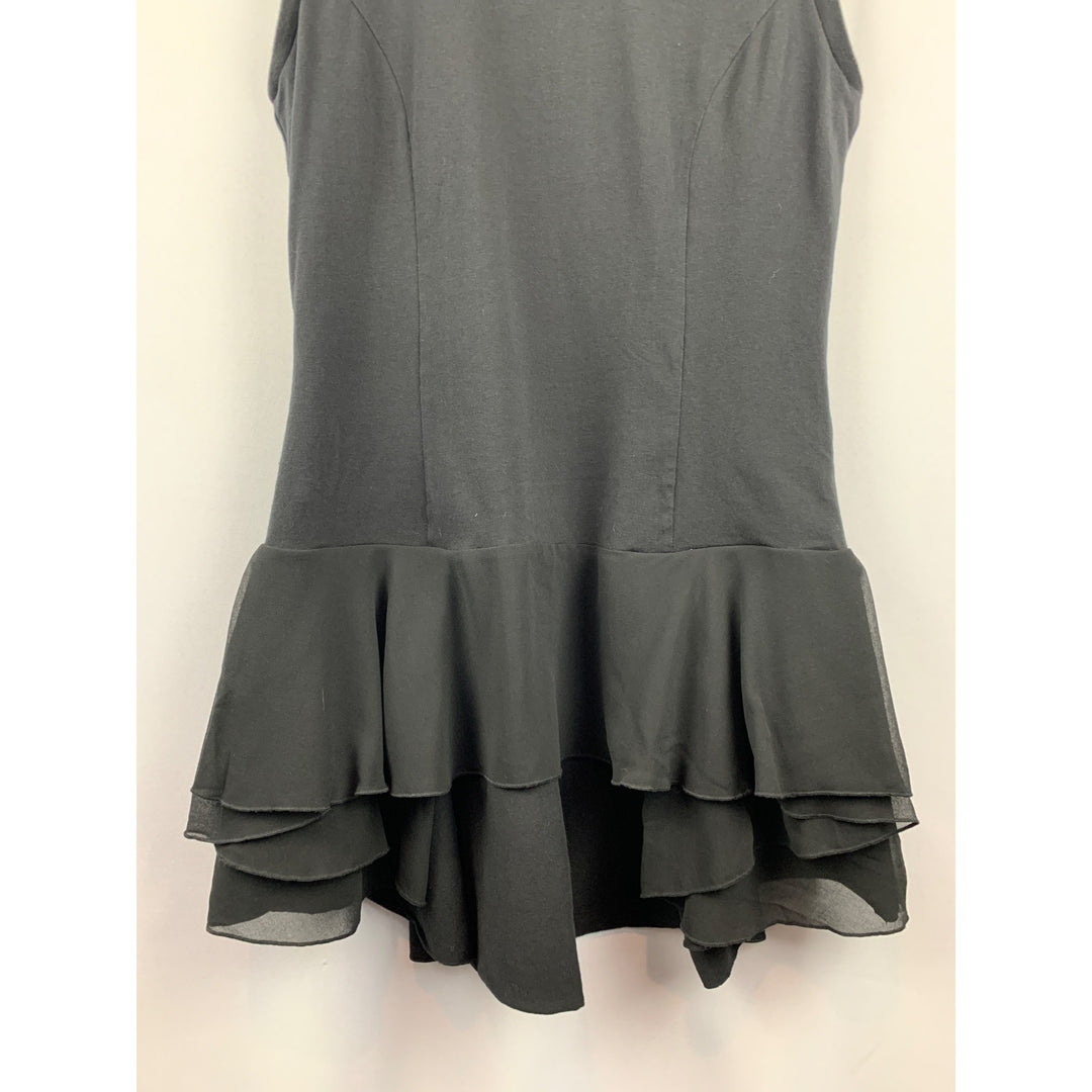 Black Kathleen Kirkwood Ruffle Trim Sleeveless Dress M