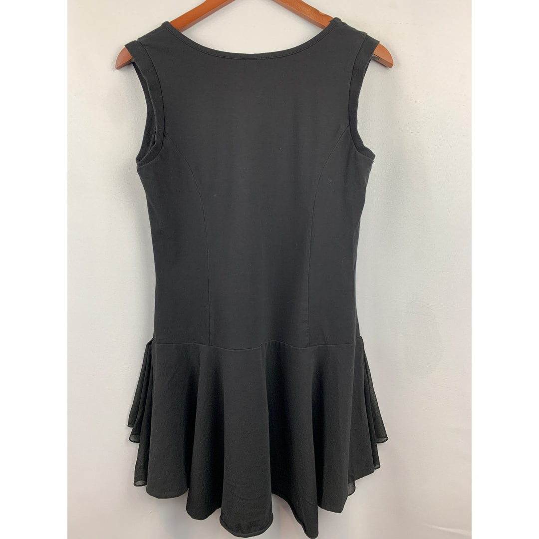 Black Kathleen Kirkwood Ruffle Trim Sleeveless Dress M