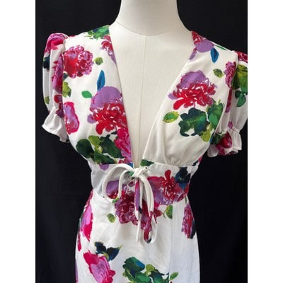 Floral Puff Sleeve Mini Dress By Asos