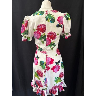 Floral Puff Sleeve Mini Dress By Asos