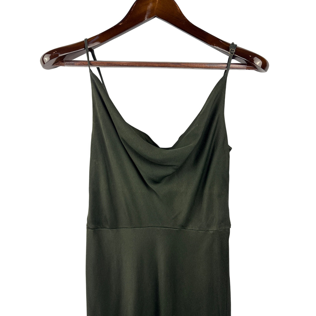 Women’s Anthropologie Small Dark Army Green Sleeveless Maxi Dress with 2 Side Slits
