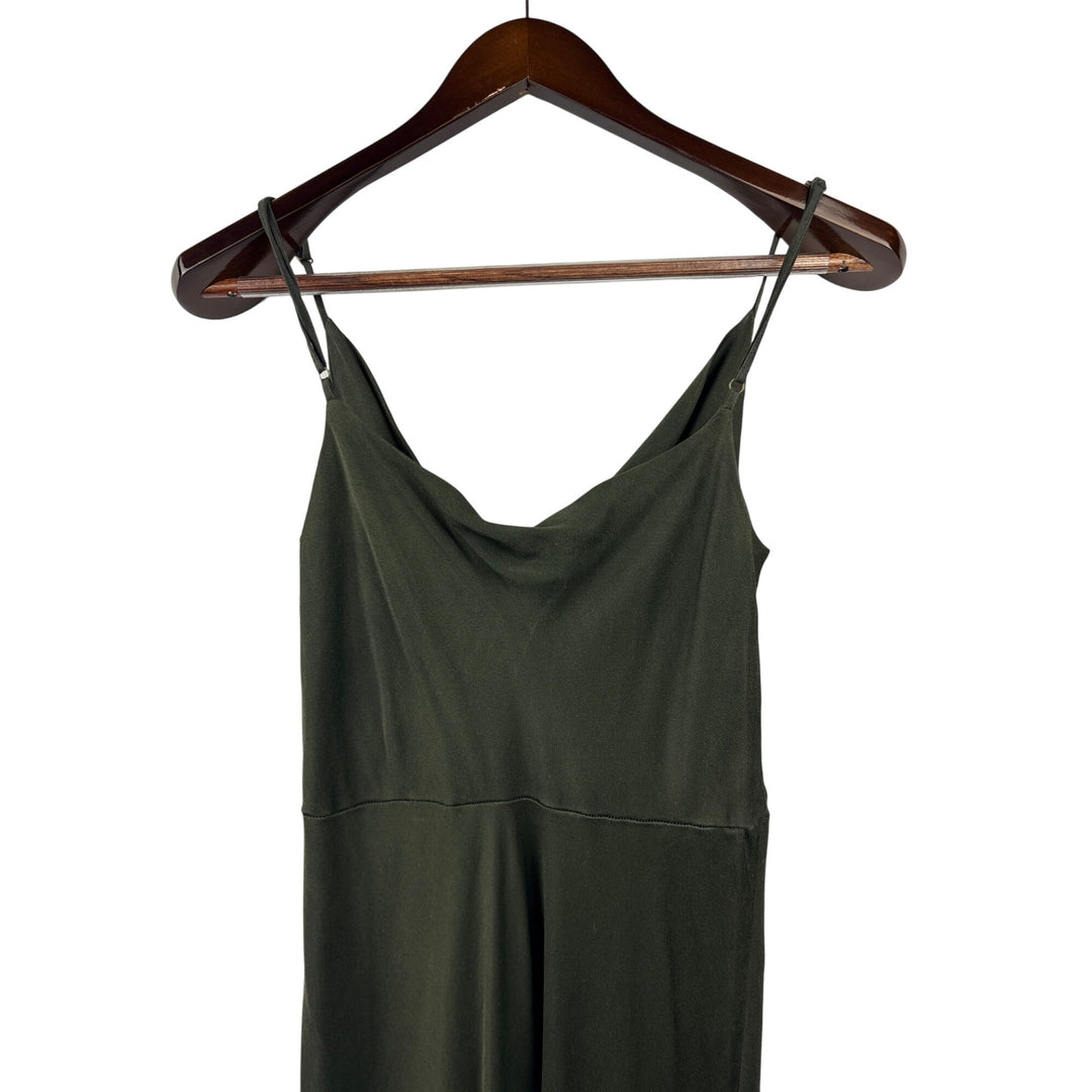 Women’s Anthropologie Small Dark Army Green Sleeveless Maxi Dress with 2 Side Slits