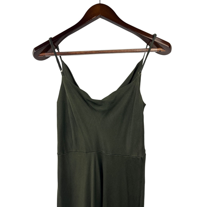 Women’s Anthropologie Small Dark Army Green Sleeveless Maxi Dress with 2 Side Slits