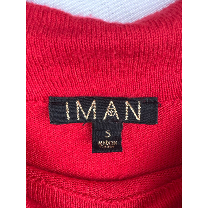 Iman Chic Mock Neck Knit Sweater Red Long Sleeve Soft Textured Womens Top