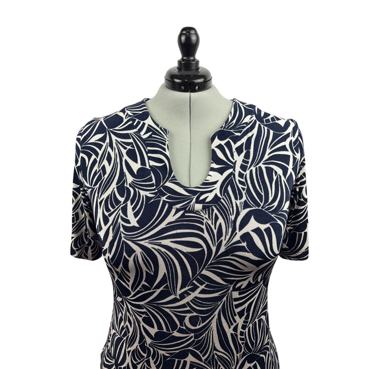 Women’s Chico’s Travelers Size 2XL Navy & White Patterned Short Sleeve Shirt