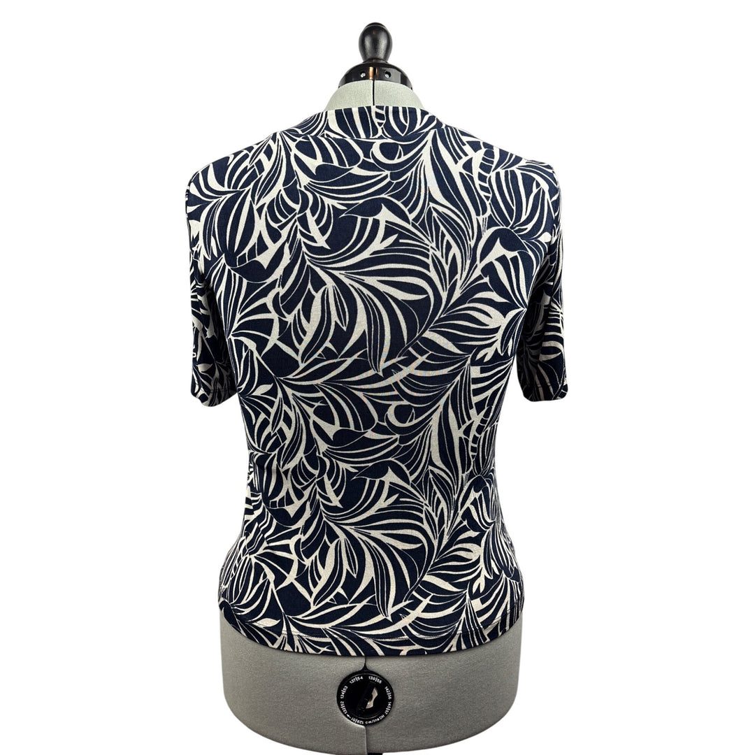 Women’s Chico’s Travelers Size 2XL Navy & White Patterned Short Sleeve Shirt