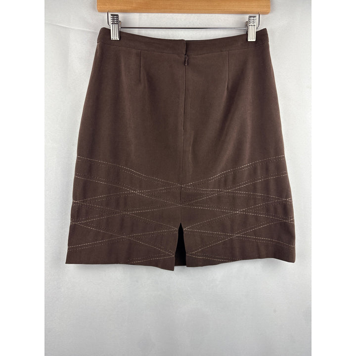 Style&Co. Petite Brown Skirt 6P Polyester/Spandex Made In Hong Kong