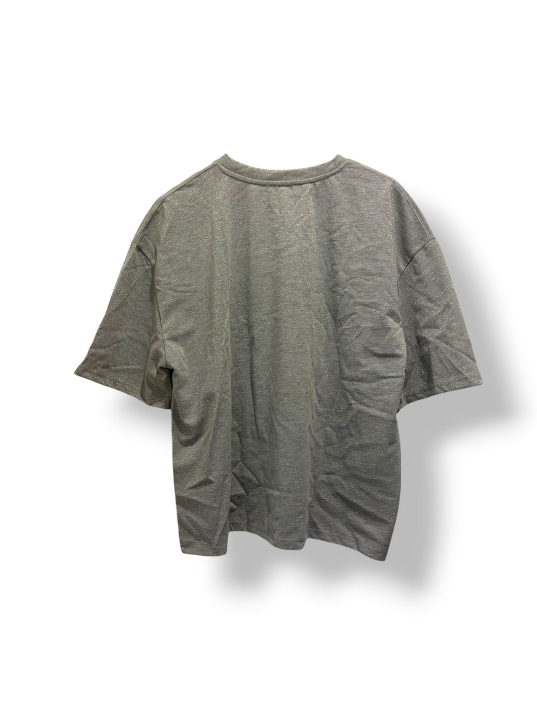 Zara New York Sparkle T-Shirt Gray Silver Glitter Oversized Tee Size M NWT