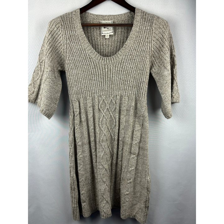 Women’s Pink Rose Oatmeal Sweater Dress, Short Bell Sleeve Size M