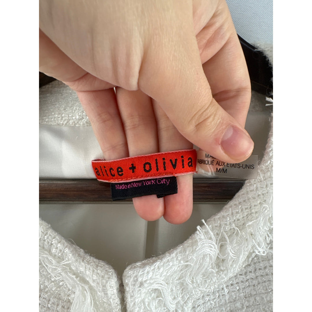 Women’s Alice + Olivia Medium White Tweed Blazer