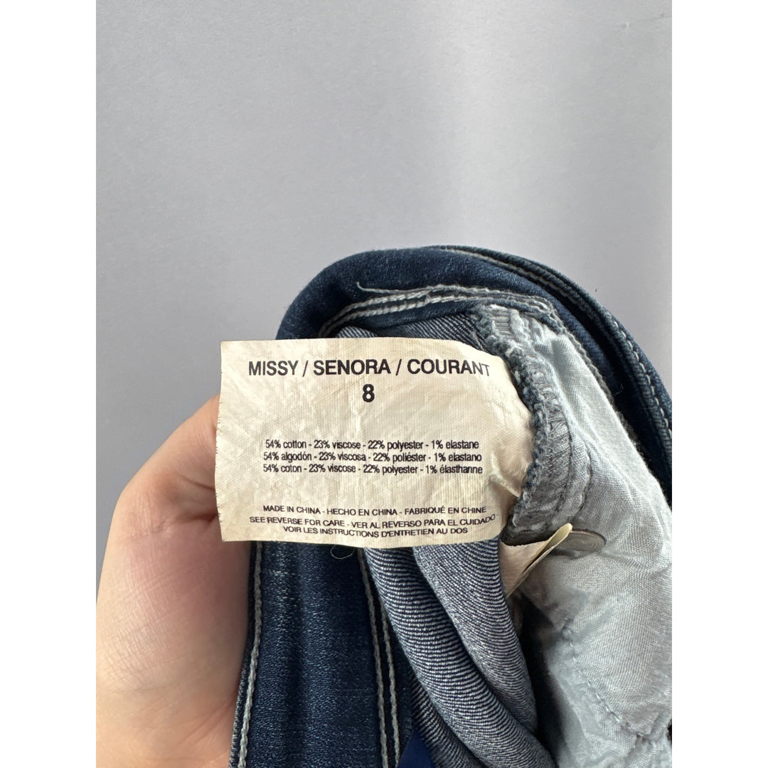 Women’s Bandolino Size 8 Dark Blue Skinny Jeans w/ Floral Embroidery