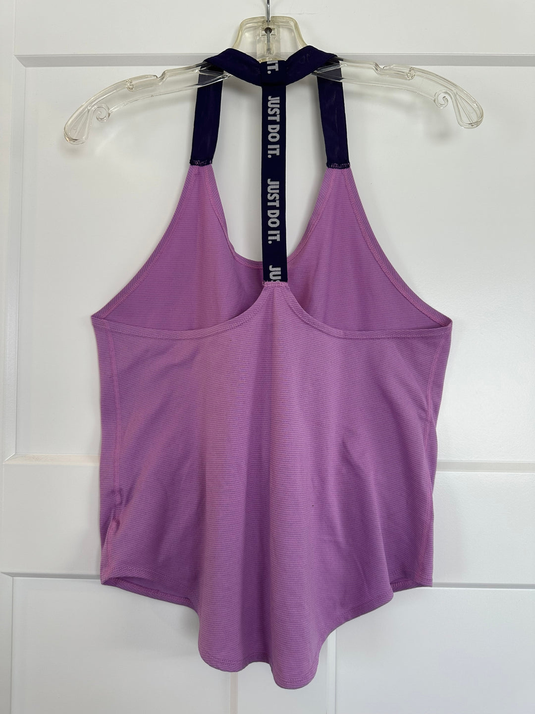 Nike Womens Dri Fit Purple Loose Fit Tank Top Just Do It Strap Athletic Size S