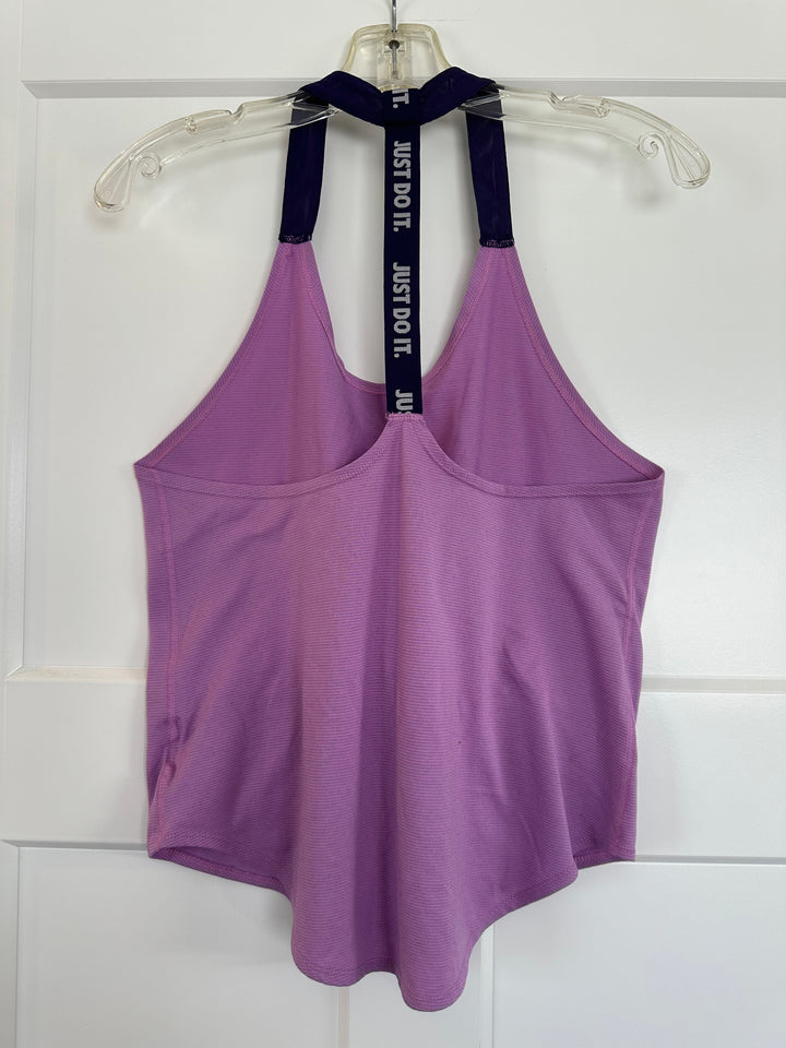 Nike Womens Dri Fit Purple Loose Fit Tank Top Just Do It Strap Athletic Size S