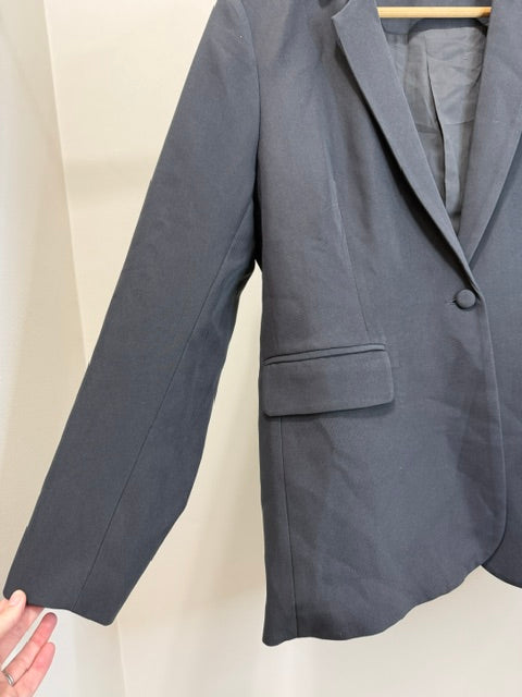Classic Charcoal Gray One Button Pants Suit SzL
