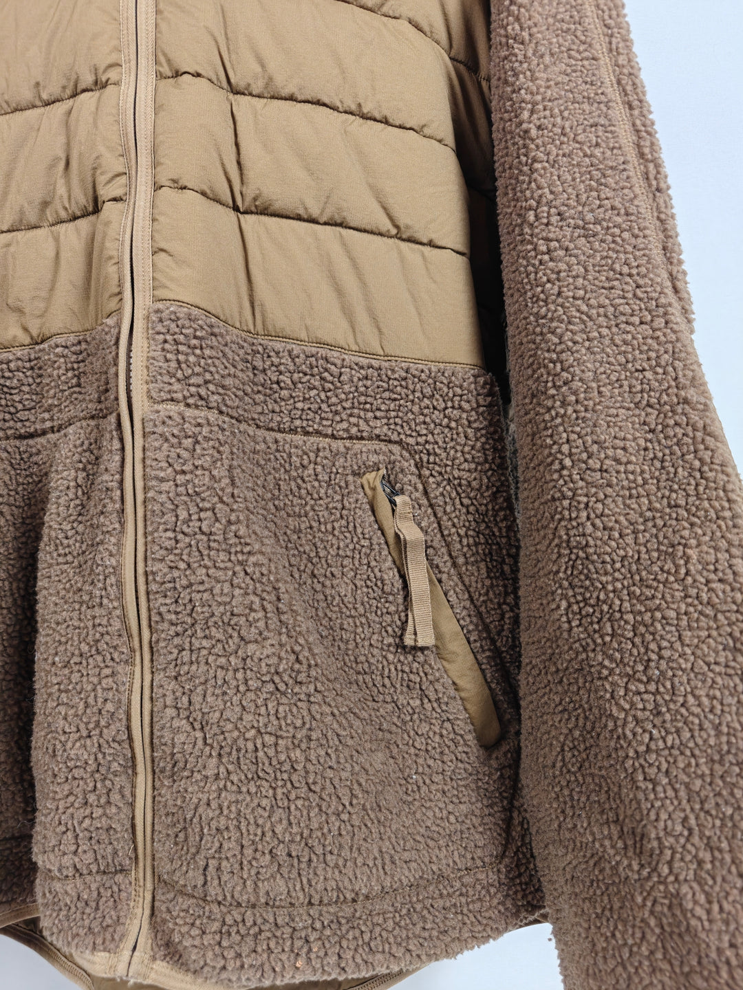 REI Outdoor Hybrid Sherpa Fleece Insulated Puffer Jacket Brown Size XL