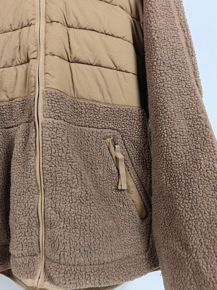 REI Outdoor Hybrid Sherpa Fleece Insulated Puffer Jacket Brown Size XL