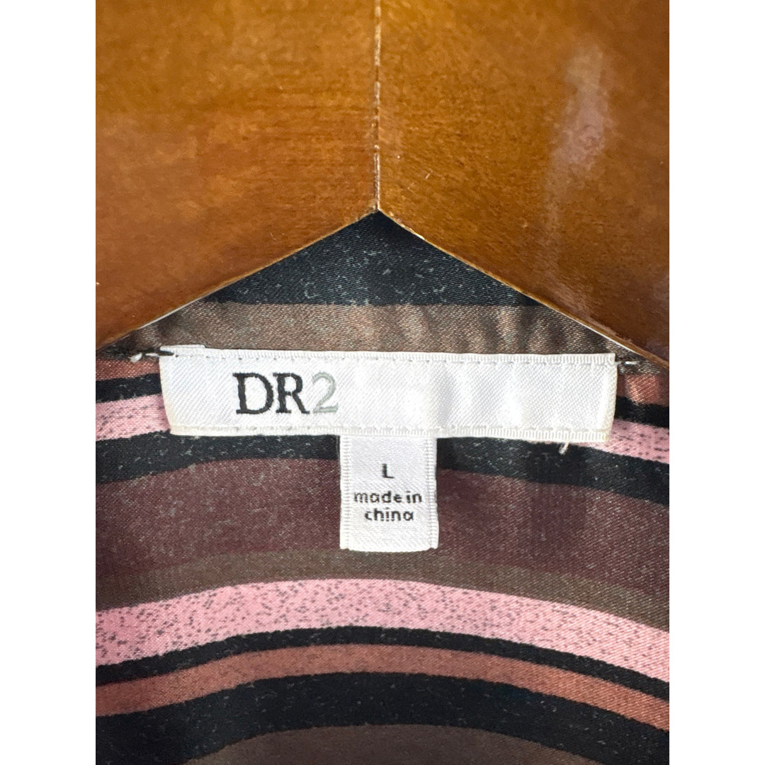 Women’s DR2 Large Pink, Brown, & Black Button Up Sleeveless Blouse
