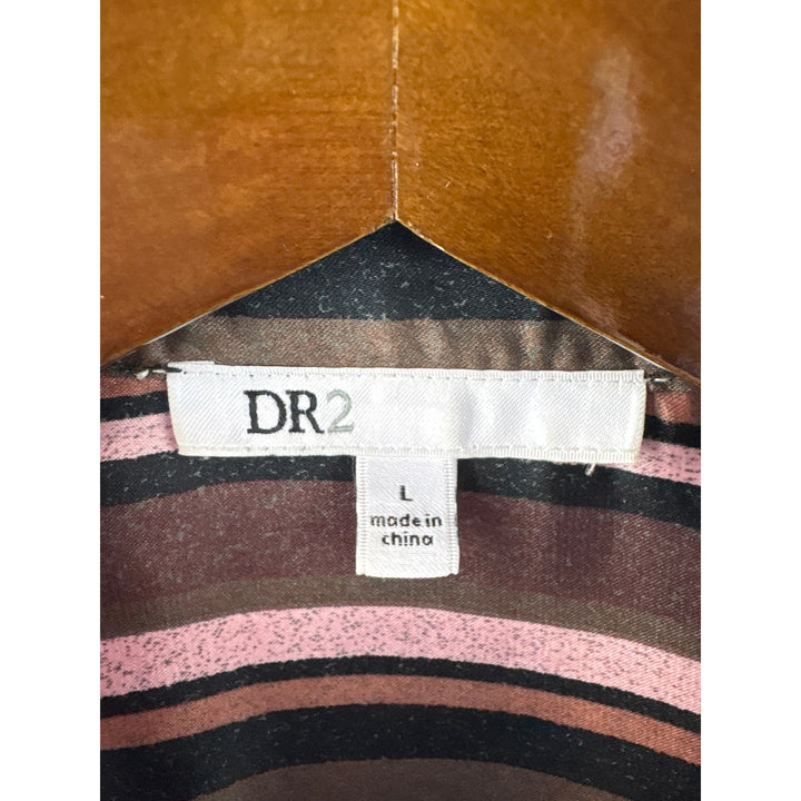 Women’s DR2 Large Pink, Brown, & Black Button Up Sleeveless Blouse