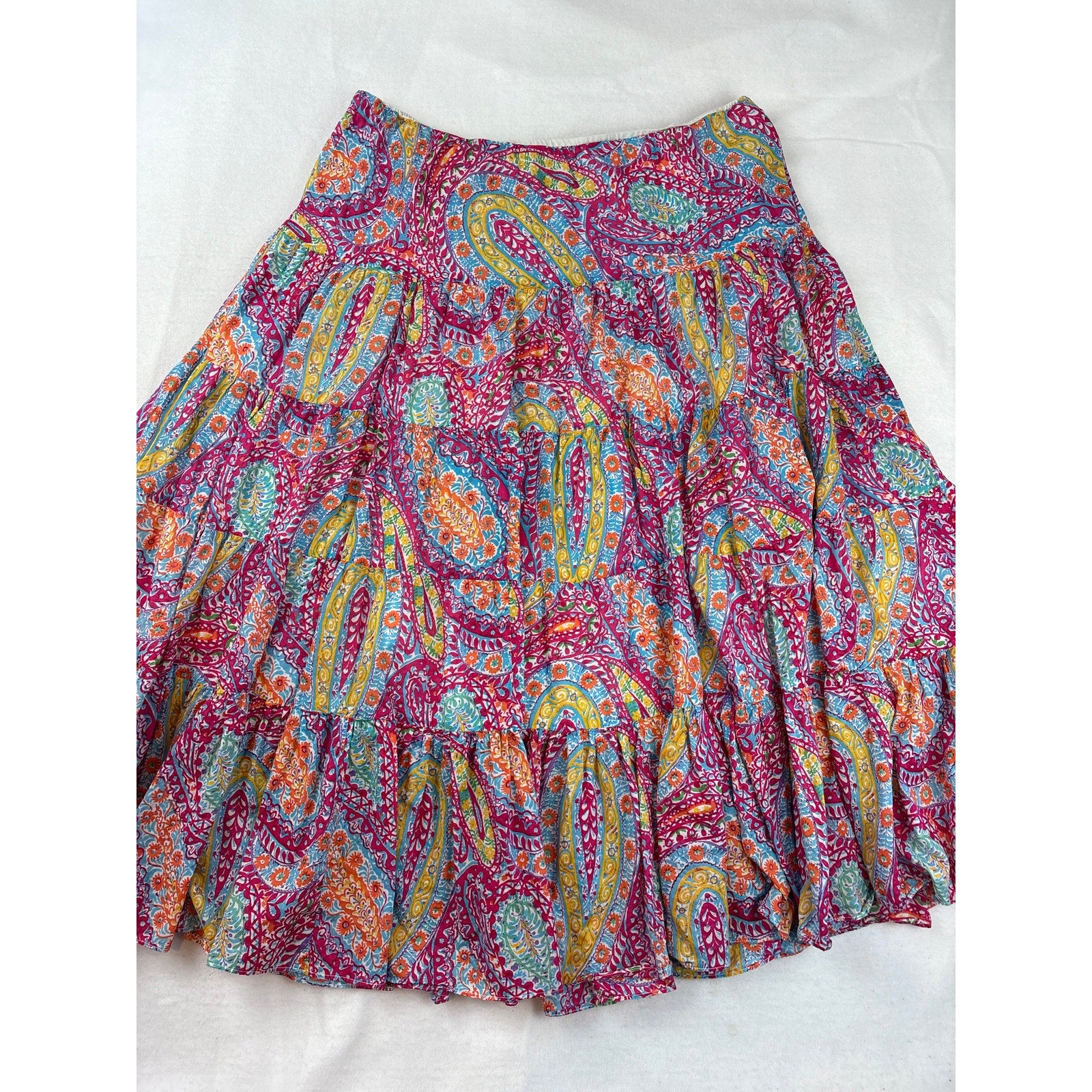 Women’s Ralph Lauren Size XL Multicolored Paisley Midi Skirt.