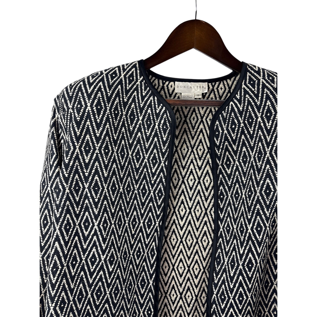 Women’s Vintage Doncaster Size 10 Black &amp; White Diamond Patterned Blazer