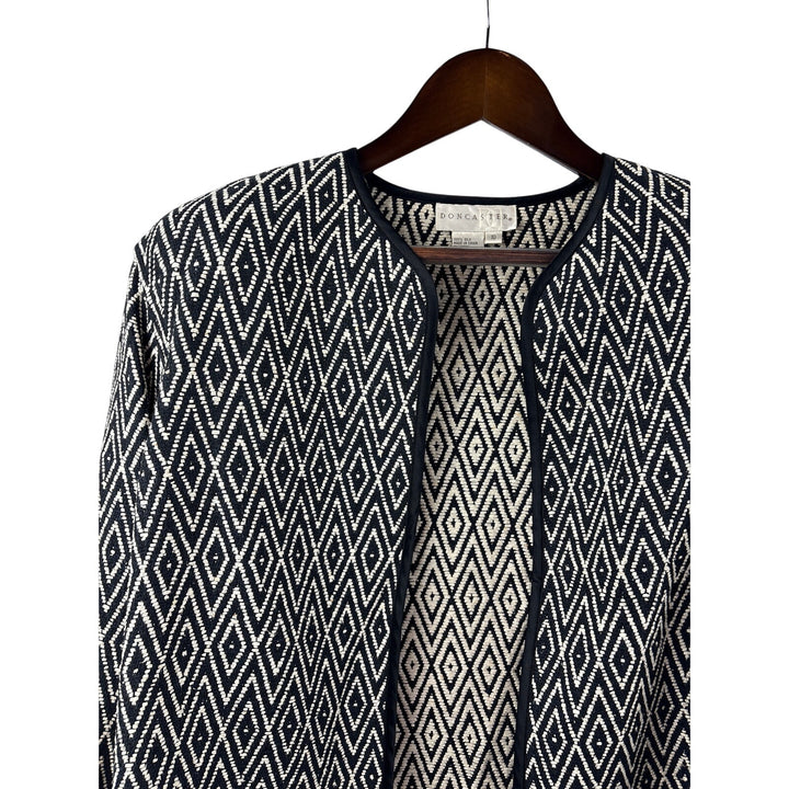 Women’s Vintage Doncaster Size 10 Black &amp; White Diamond Patterned Blazer