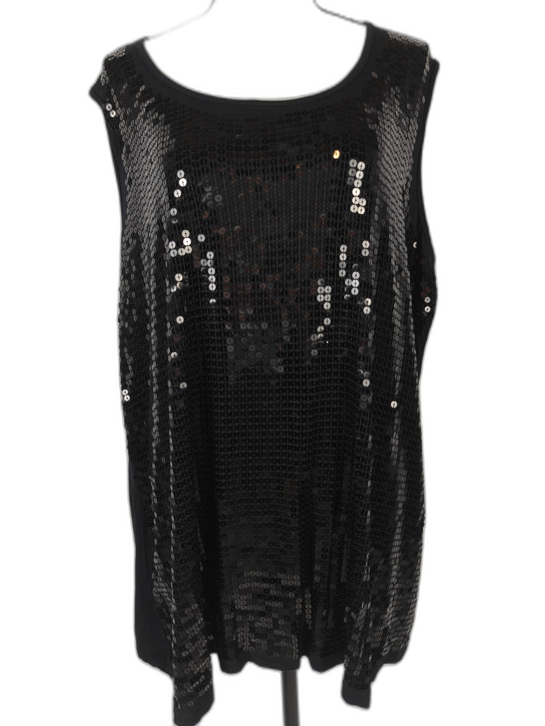 Womens Design History Sequin Tank Top Black Size 3X