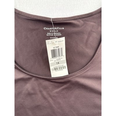 Charter Club Womens 1X CC Tank Top Brown Nylon/Spandex Blend