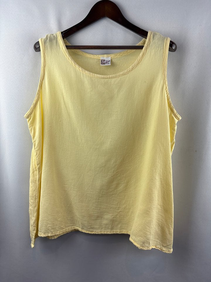 Women’s Oh My Gauze! XXL Butter Yellow Sleeveless Blouse