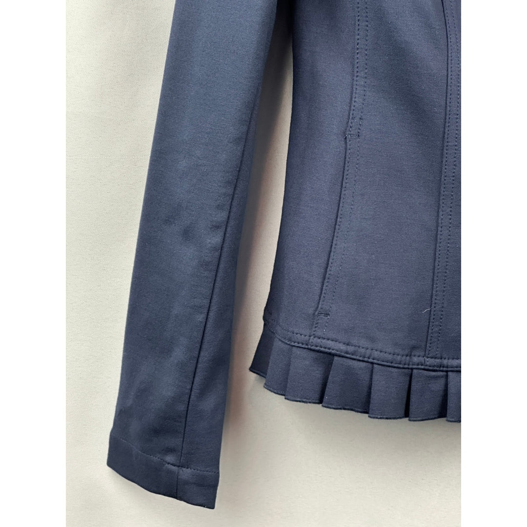 Women’s I.N.C. Navy Blue Military Style Ruffled Jacket size small