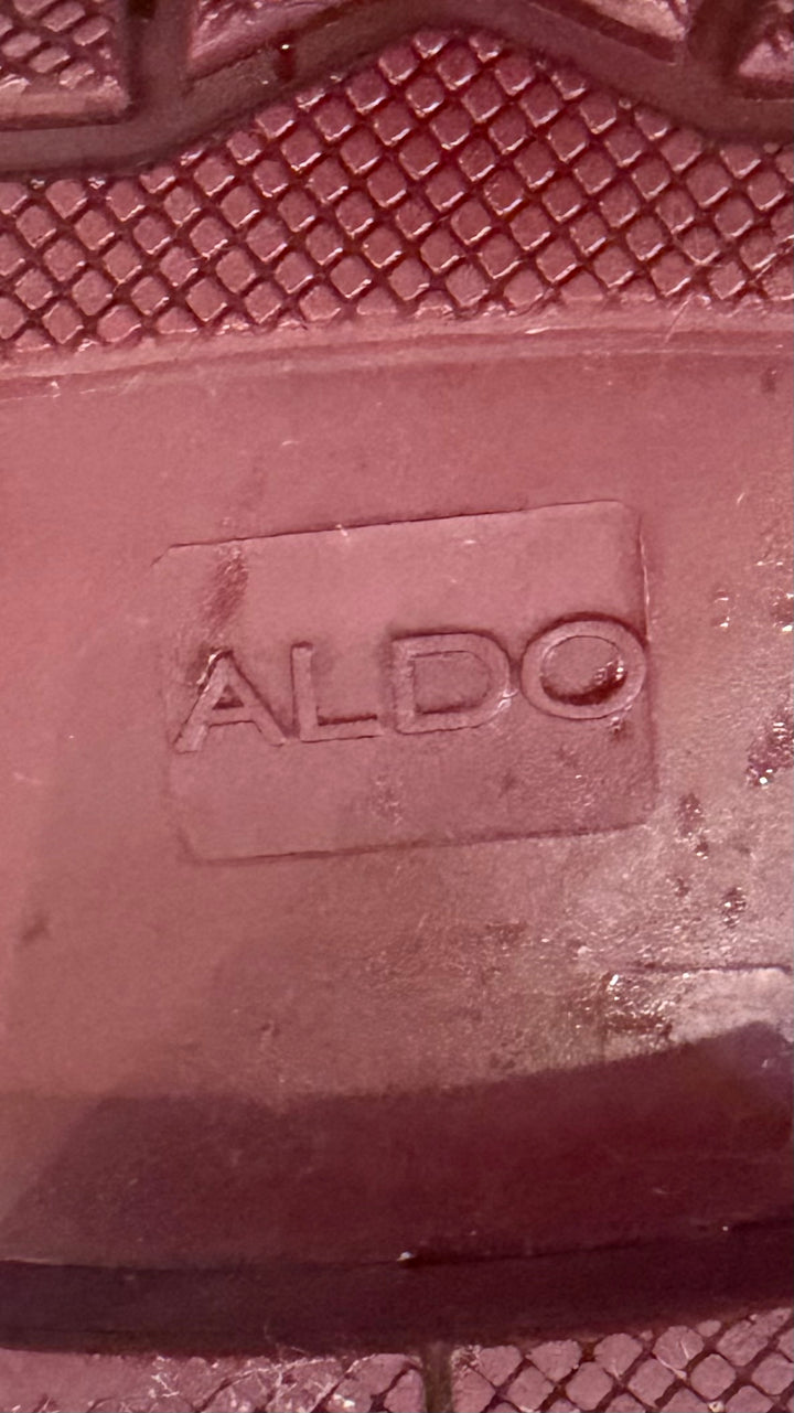 ALDO Burgundy Rain Boots Size 9 Studded Mid Calf Rubber Wellies Moto Punk