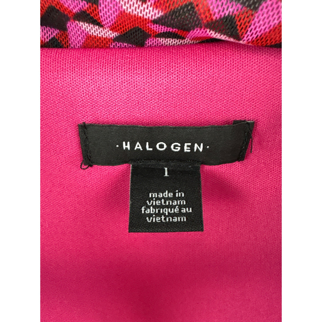 Women’s Halogen Size 1 Red, Pink, & Black Patterned Sleeveless Blouse