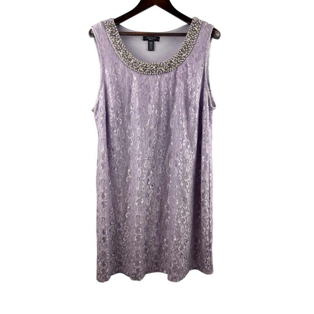 Women’s R&M Richard’s Size 20W Lilac Floral Lace Cocktail Dress w/ Sheer Shawl