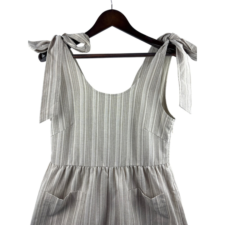 Women’s Mable Small Cream & Beige Striped Sleeveless Romper