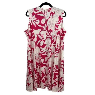 Shoreline Women’s Pink Floral Tank Dress Sz L – Gold Zipper Sleeveless Sundress