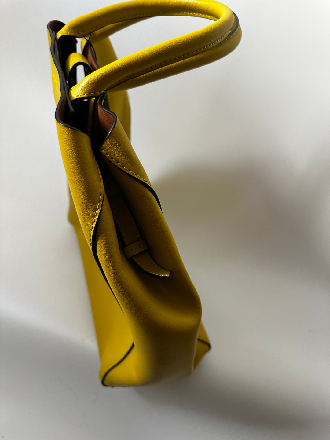 Title: Banana Republic Mustard Yellow Leather Large Structured Tote Bag NWT