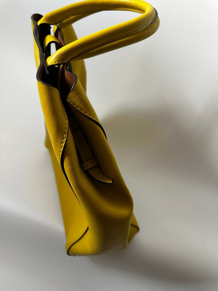 Title: Banana Republic Mustard Yellow Leather Large Structured Tote Bag NWT